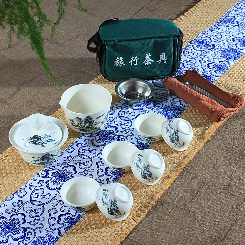 4 スタイル旅行茶セット中国ポータブルセラミックボーンチャイナteaset