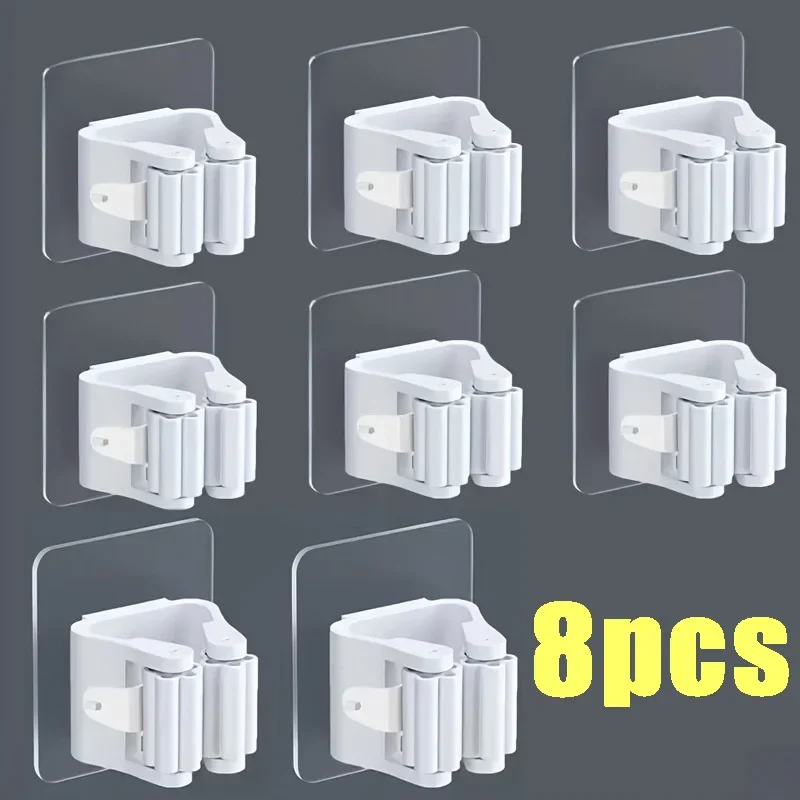 4 stk. veggmontert moppholder veggmontert vanntett moppstativ kosthenger kroker husholdningsverktøy: Lilla