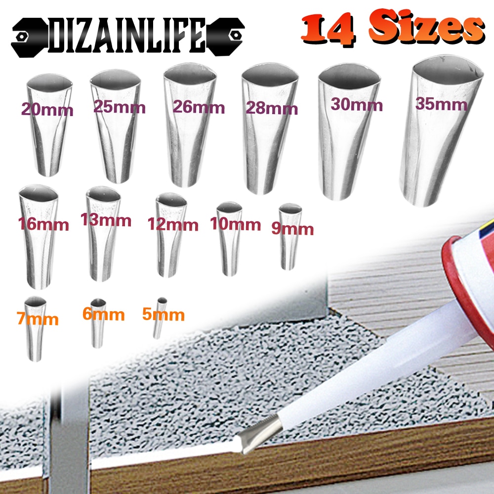 5-35mm Silicone Caulk Nozzle Applicator Caulking Finisher Glue Sealant Stainless Steel Finishing Tool Kitchen Bathroom Sink