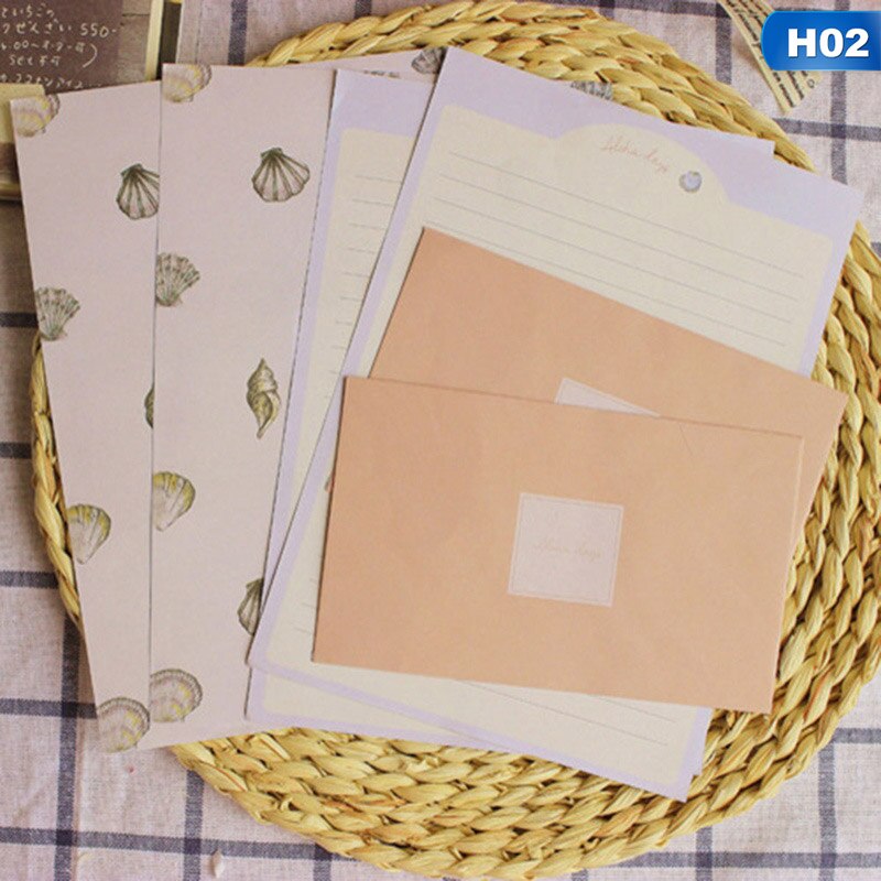 Papeterie coréenne enfants enveloppe finement fleur Animal lettre Pad ensemble papier lettre + enveloppes ensembles papier à écrire: H02