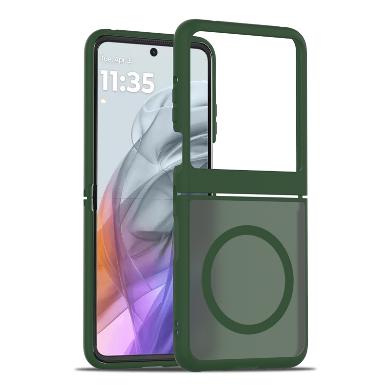 Magnetic Case For MOTO RAZR Pro Ultra Case For Magsafe Wireless Charging Matte Translucent Hard Armor Cover: army green / Motorola razr+ 2024