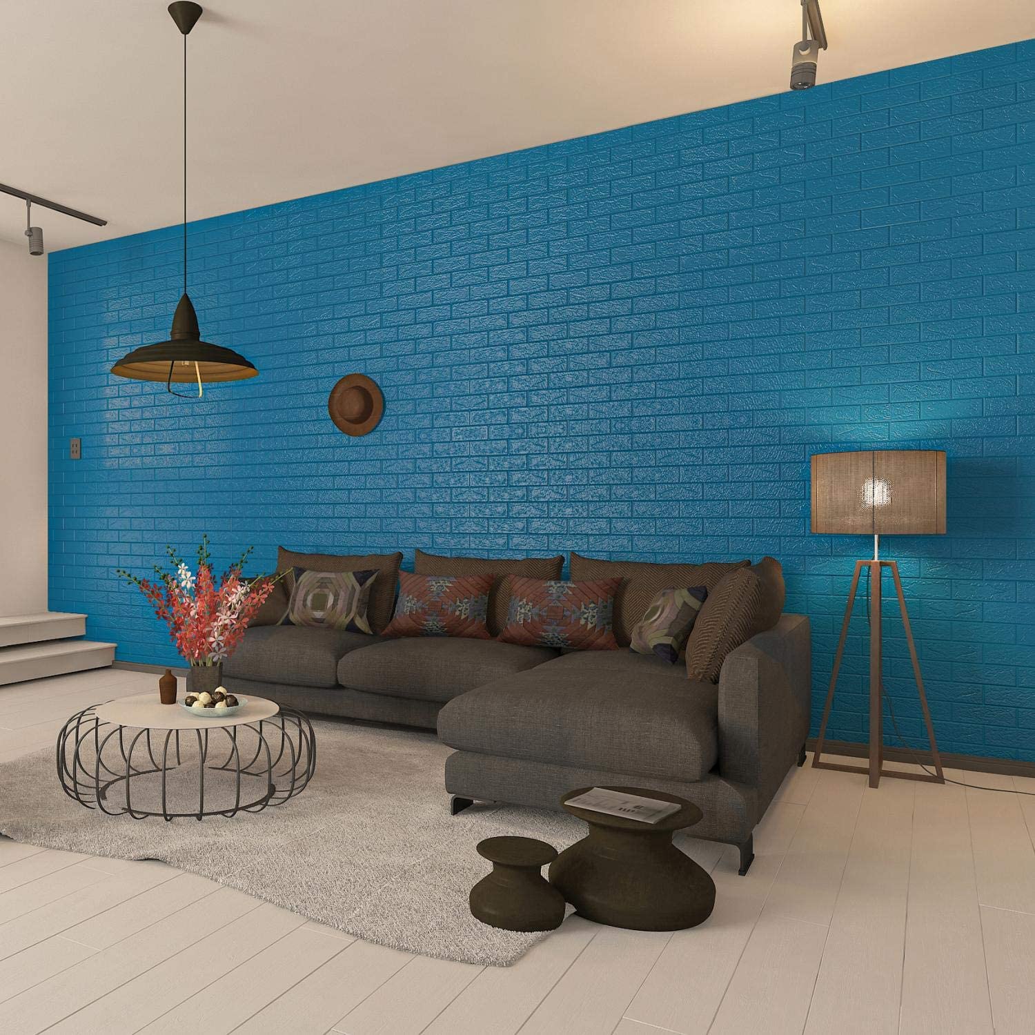 3d selvklæbende vægpanel / boligindretning / til køkken- eller badeværelsesdekoration / dekorativt / rumdekoration / blødt materiale: Blå