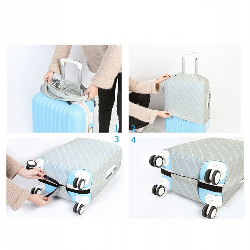 Striped Luggage Cover - Elastic Suitcase Protector - Polyester - 25x60x45cm - Travel Essential