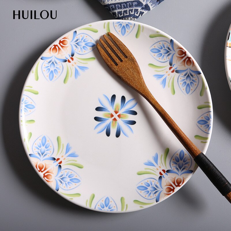 Steak plate Retro ceramic cutlery set Western breakfast plate ceramic shallow plate