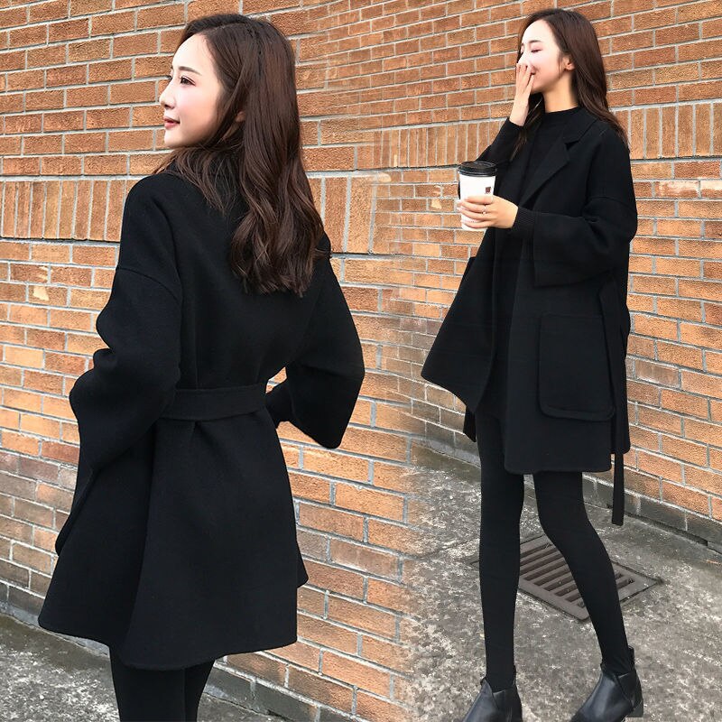 Mezcla mujer coreano Fashon primavera fina negro puro clásico Casual fashes Daily Lady Chic prendas de vestir exteriores Vintage Oversize