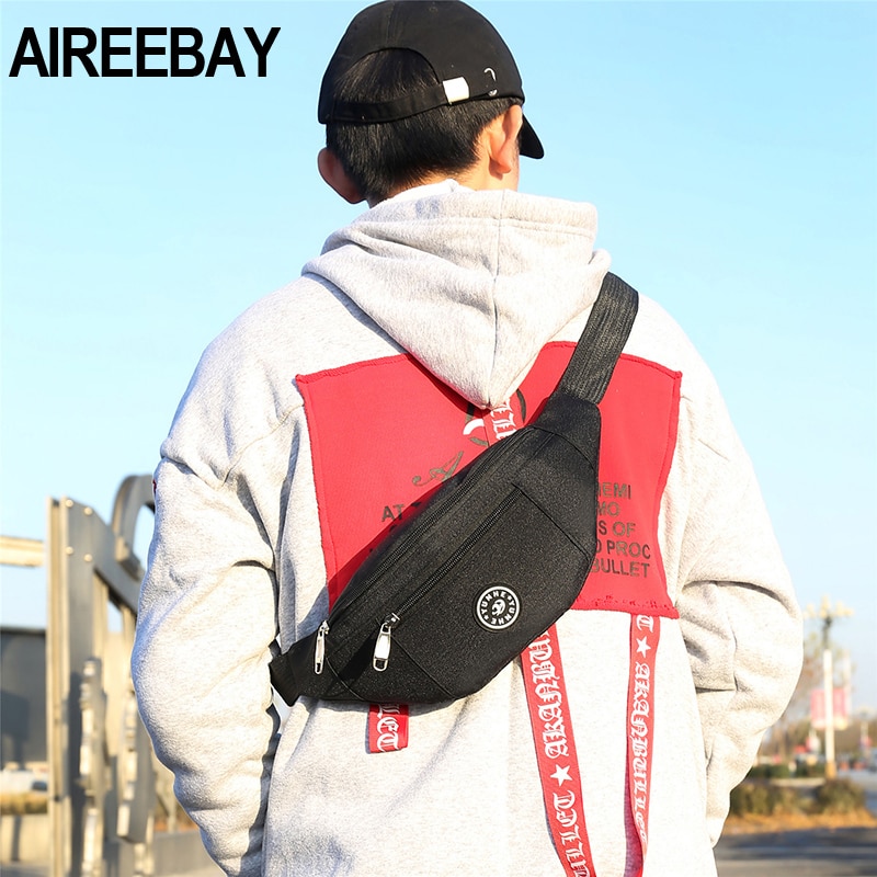 Aireebay midjeveske kvinner uformell fanny pack for jenter sport rumpe bag pakker svart rød bryst crossbody veske