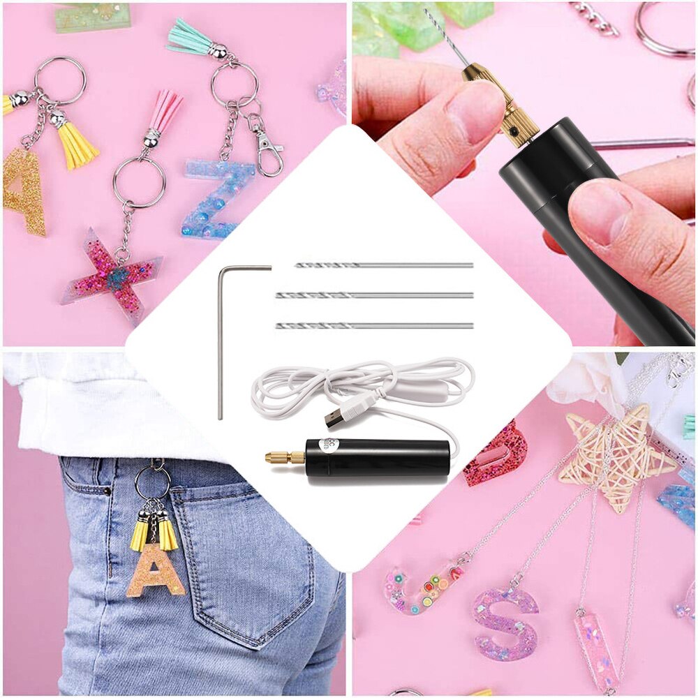 Mini taladros eléctricos artesanales, 5V de CC, taladro USB portátil de mano con 3 piezas para manualidades