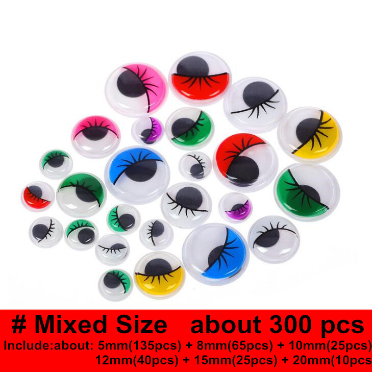 movable self-adhesive eyes hand DIY with eyelash beads attached black white eye clay accessories kid hand material BS93: BS93-Mixed-Colorful