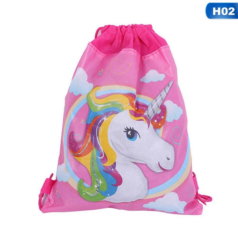 Unicorn Drawstring bag for Girls Travel Storage Package Cartoon School Backpacks Children Birthday Party Favors 34cm*27cm: 2