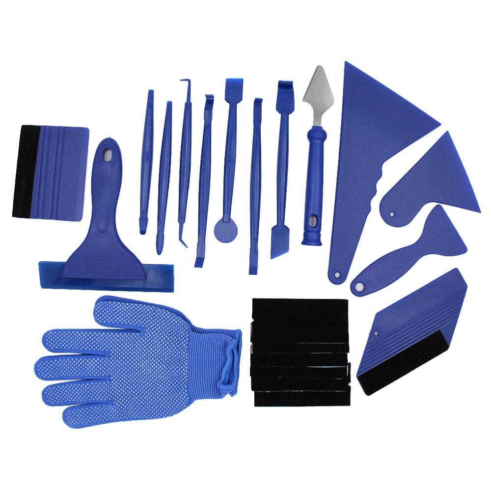 21PCS/Set Auto Tinting Film Scraper Squeegee Cutter Window Tint Tool Kit Vinyl Car Film Wrapping Tool Set (Blue)