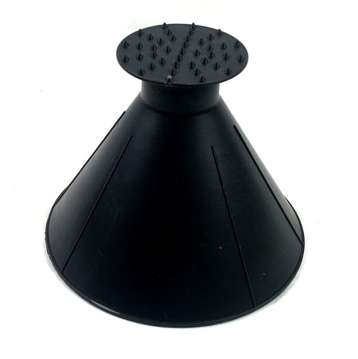 Grattoir à glace rond, pour vitre de voiture, pare-brise magique, pare-brise, entonnoir, dissolvant, déodorant, cône: Black
