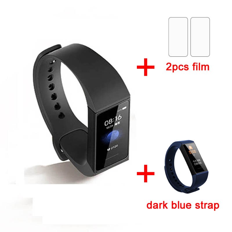 Xiaomi redmi band smart puls fitness sport tracker bluetooth 5.0 vandtæt armbånd touch stor farveskærm armbånd: Tilføj mørkeblå rem