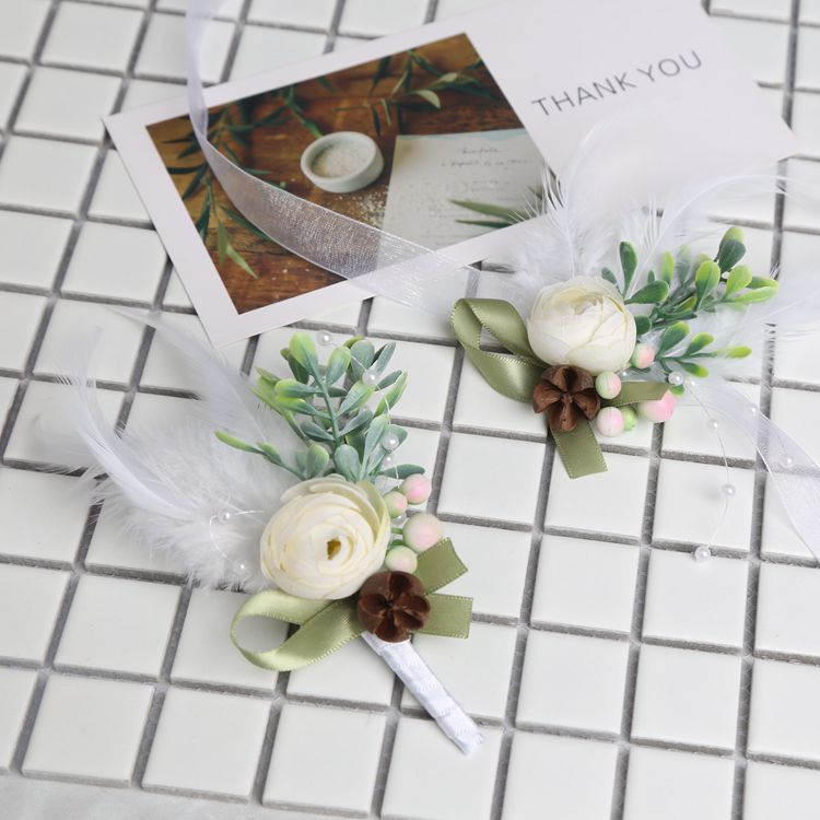 Skog älva bröllop blommor brudtärna handled blommor bästa man blomma tillbehör bröllop tillbehör  zr001: C-wrist-boutonnieres