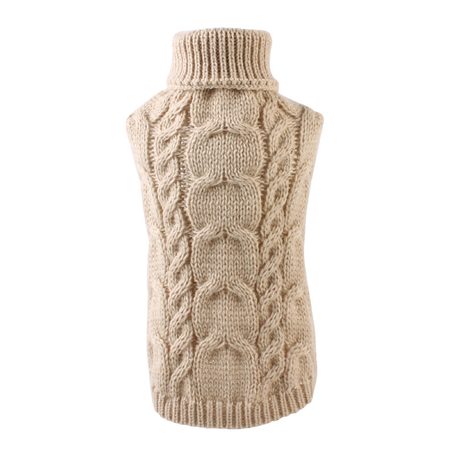 Dog Clothes Winter Warm Coat Classic Sweater Soft Costume Fleece Sweater Outfit For Small Dogs Chihuahua Jacket Coat Clothing: Beige / M