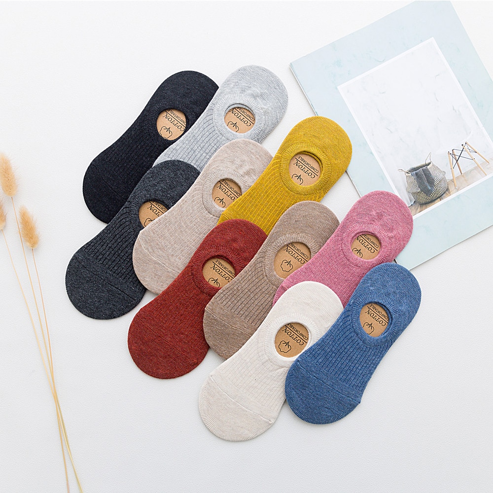 1 Pair Soft Women Socks Solid Color Shallow Mouth Breathable Comfortable Socks Women Cotton Non Slip Boat Cotton Socks