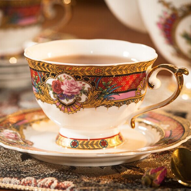 European Tea Cup Set and Saucer Afternoon Tea Golden Bone China Coffee Cup Teacup Bone China Coffee Cup Bb50: Default Title
