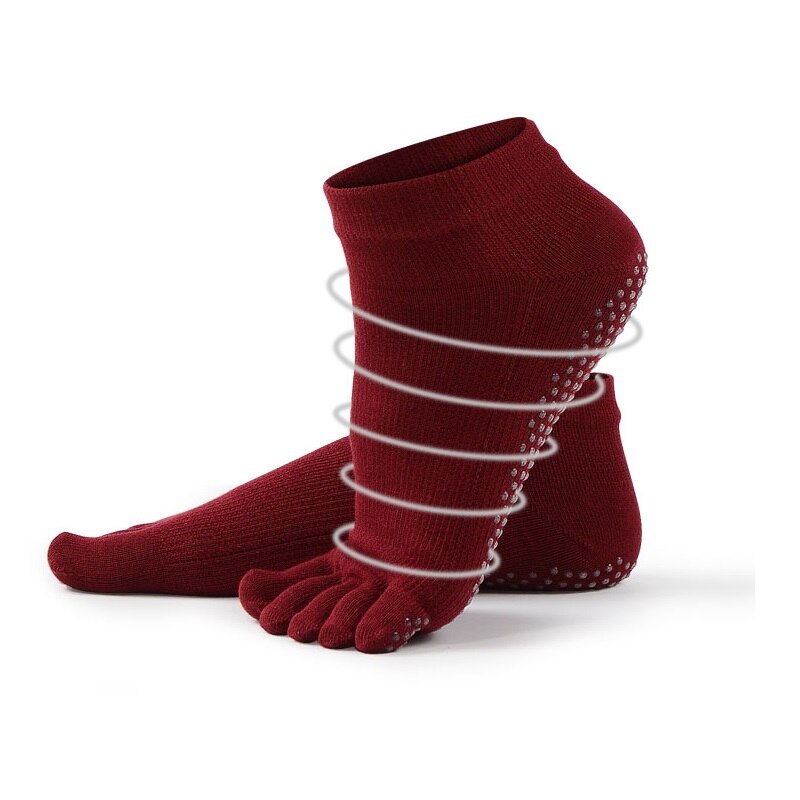 1 par/parti kvinder yoga sokker fem finger dans pilates anti slip gummi prikker sports sokker dame gym yoga tå sokker