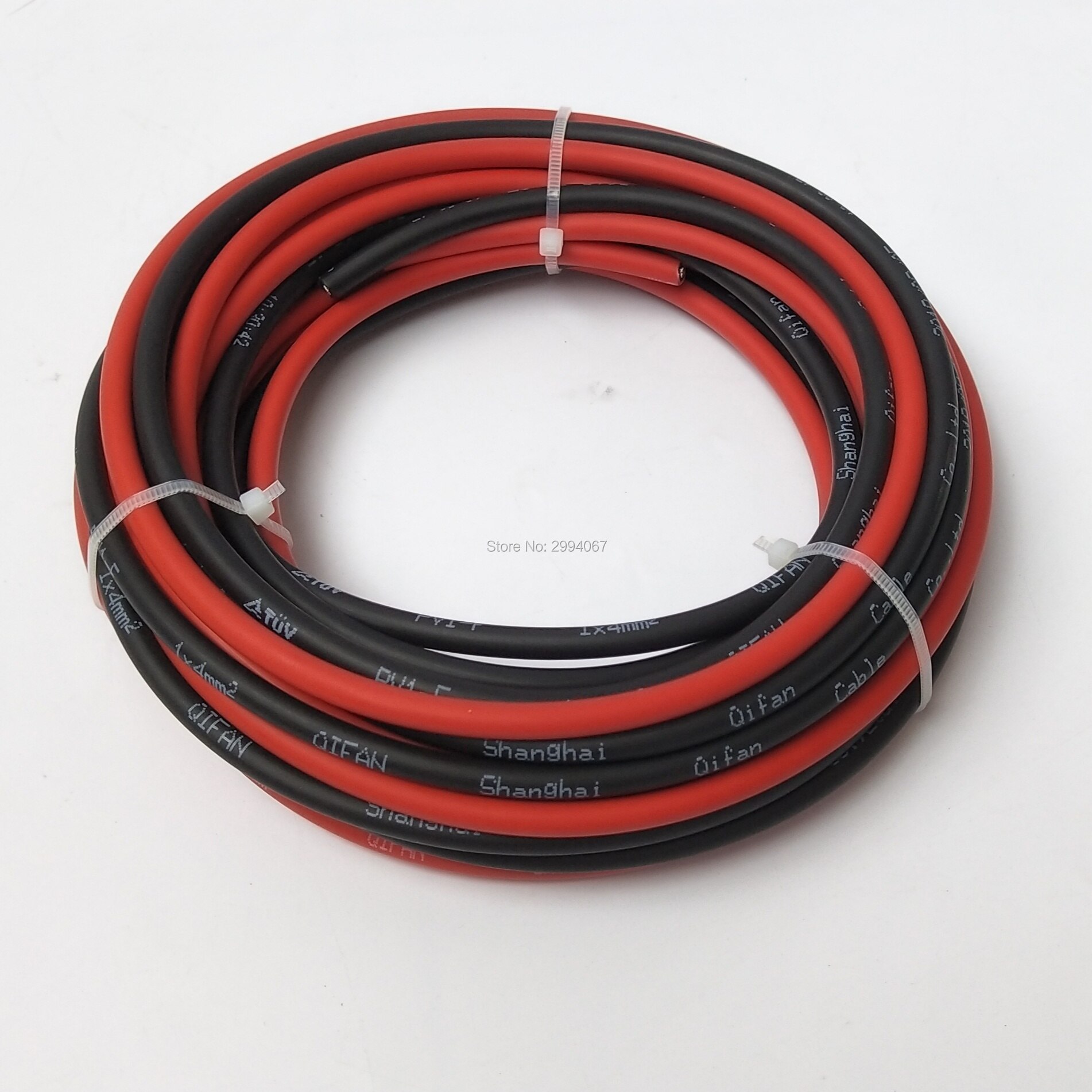 10AWG 6mm2 20m/15m/10m/5meter Solar PV Cable wire 6mm2 10AWG PV cable wire red and black cable XLPE jacket With TUV UL Approval