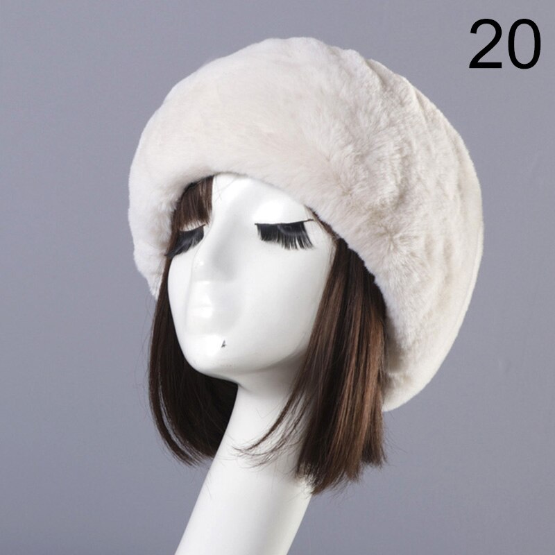 Winter Elastic Earmuffs Turban Thick Furry Hairband Fluffy Russian Faux Fur Women Fur Headband Hat Outdoor Earwarmer Ski Hats: 20