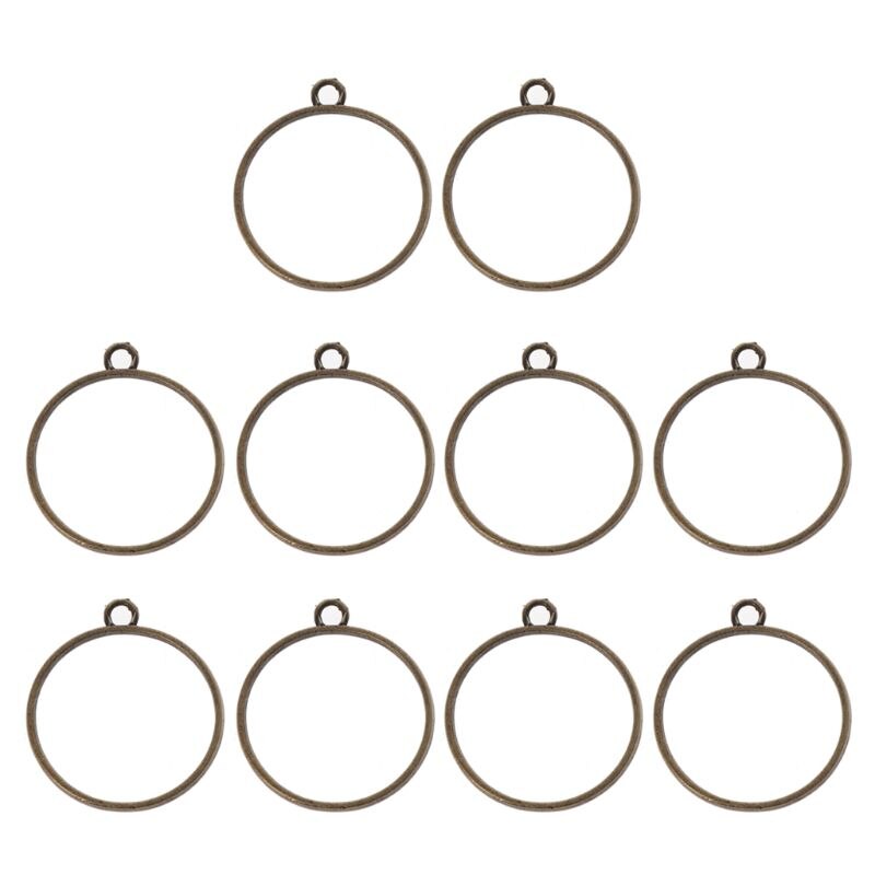 10Pcs Round Pendant Press Flower DIY UV Resin Blank Frame Bezel Jewelry Making: BN