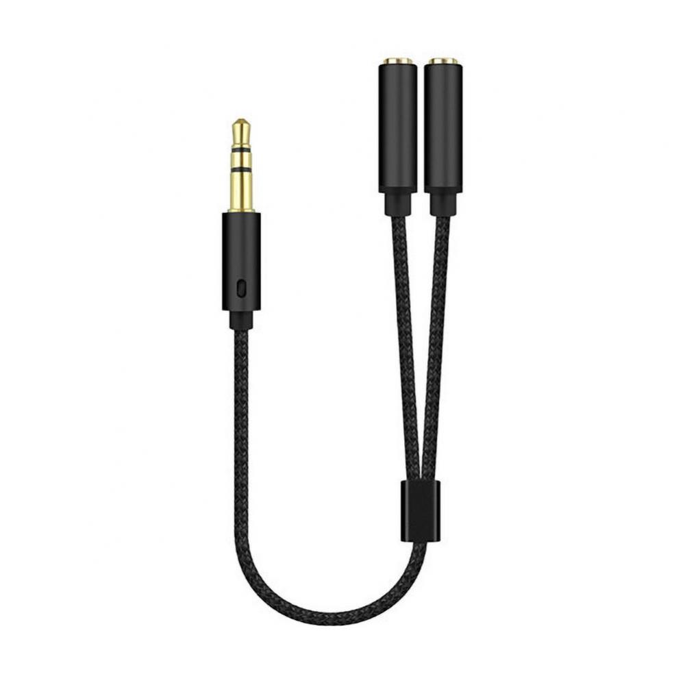 Headset-Adapter, Kopfhörer-Mikrofon und Lautsprecher, Y-Splitter-Kabel, 3,5-mm-Audio-Stecker auf 2 Buchsen, für Kopfhörer-Verlängerung, mobiles Audio: Rot