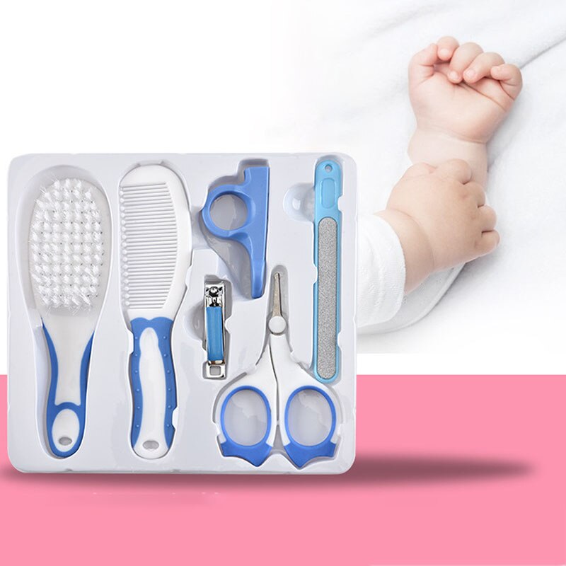 6 stk / sæt baby negleplejedragt spædbarn hårbørster kit abs negletrimmer saks værktøj hårbørste kam babypleje dagligt plejesæt