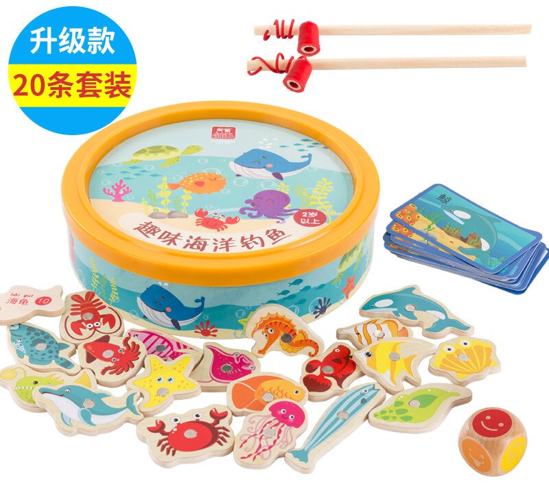 Kinderen Baby Educatief Speelgoed Vis Houten Magnetische Vissen Speelgoed Set Spel voor Kinderen met Box: 27.8