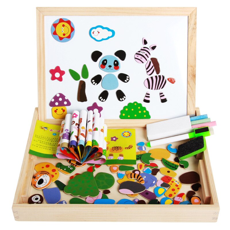 Houten Magnetische Puzzel Kinderen Puzzel Tekentafel Educatief Speelgoed: Animal