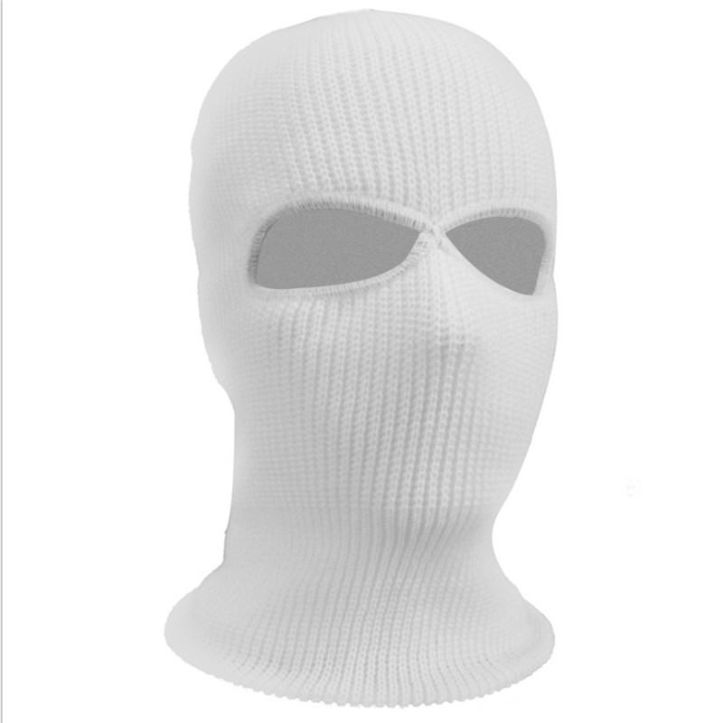 Femmes hommes coupe-vent tricot cou hiver Ski masque complet temps froid Sports de plein air cagoule chapeau masque: WHITE