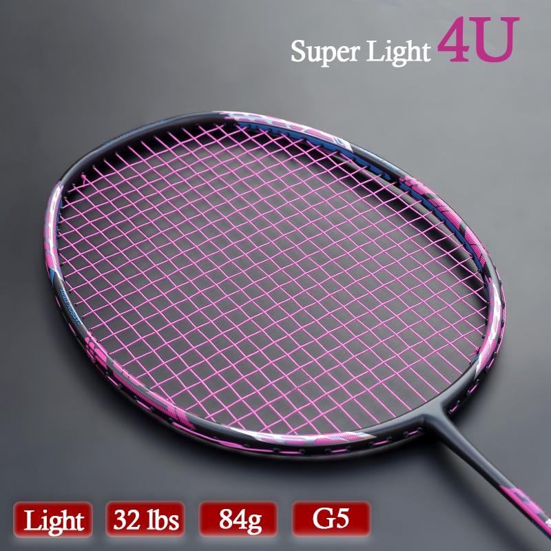 Carbon Fiber Strung Badminton Rackets Weight Light 4U 84g G5 Offensive Type Racquet 24-32LBS Rackets With Bags Speed Raquette: Green