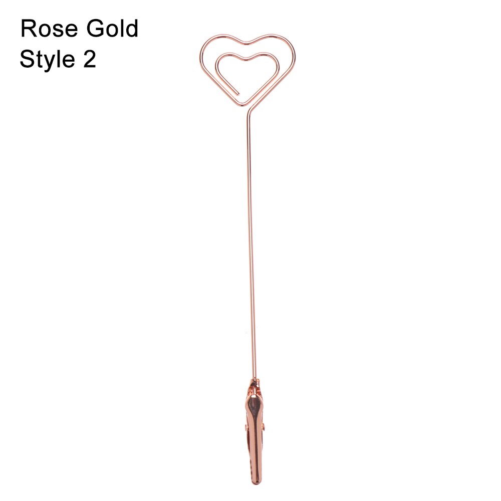 Creatieve Hart Vorm Metalen Kaarthouder Foto Clip Prijs Klemmen Stand Paper Clamp Wedding Party Desktop Decoratie Benodigdheden: style2-Rose Gold