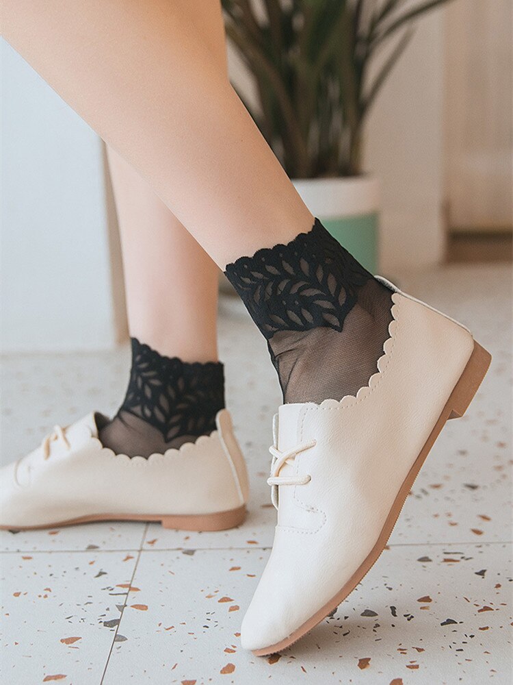 Calcetines de encaje transparentes para mujer, medias antideslizantes de malla de Color sólido, invisibles, para verano, 3 pares, 2022