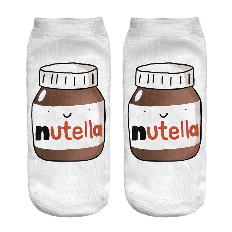 Nutella Pizza Buger Print Casual Stijl Print Type 3D Sokken Mannen Vrouwen Sokken Vrouwelijke Korte Sok: 1