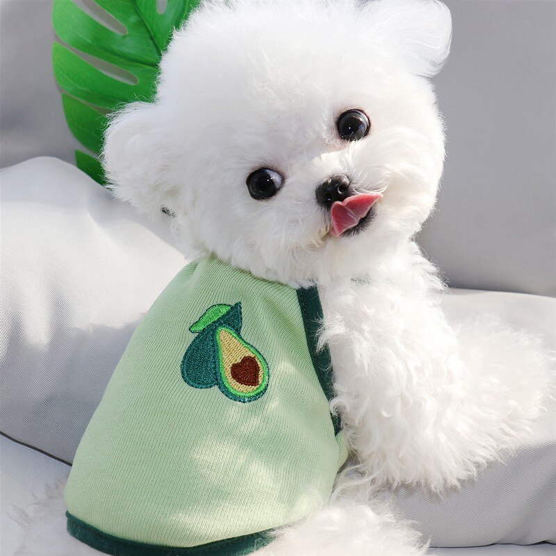 Cute Summe Pet Dog Clothes Strawberry Orange Avocado Watermelon Pattern Dog Vest Dog Sling For Puppy Chihuahua Small Medium Dogs