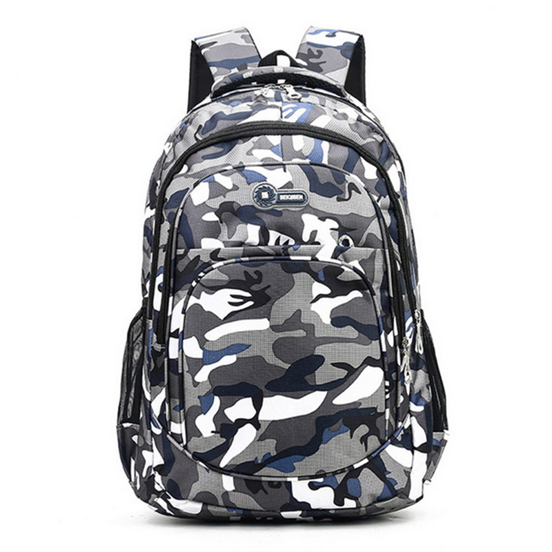 2 størrelser camouflage vandtæt skoletasker til piger drenge ortopædiske børn rygsæk børn bog taske mochila escolar skoletaske: Blå -1