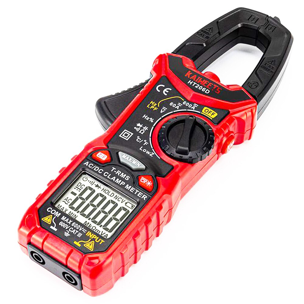 KAIWEETS-multímetro Digital HT206D AC DC, Pinza amperimétrica, True RMS, alta precisión, capacitancia, NCV, Ohm, Hz tools
