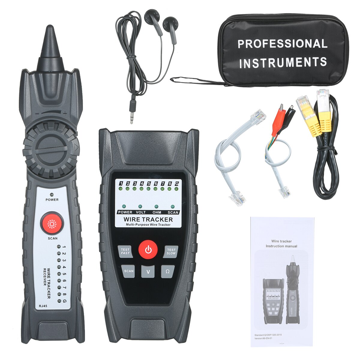Wire Tracker Portable Multifunctional RJ11 RJ45 Cable Tester Telephone & Network Line Finder with Headphone Network Maintenance