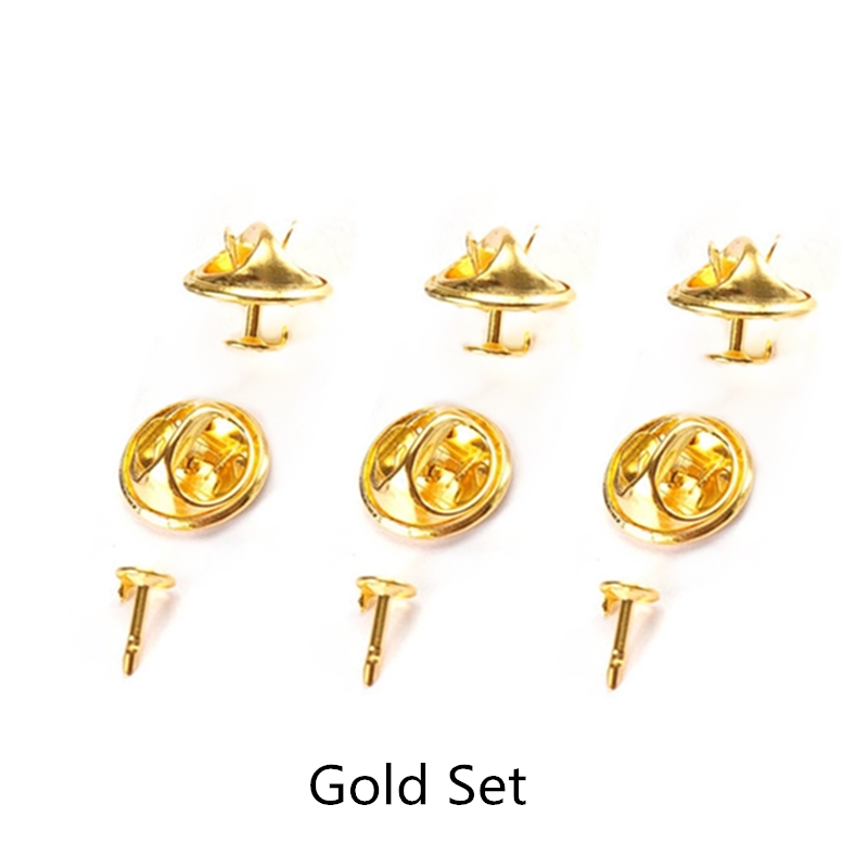 50 conjuntos oro plata Color Base mariposa broche Base soporte cobre Metal broche pines insignia soporte para hacer joyería Diy conclusiones: Gold Set