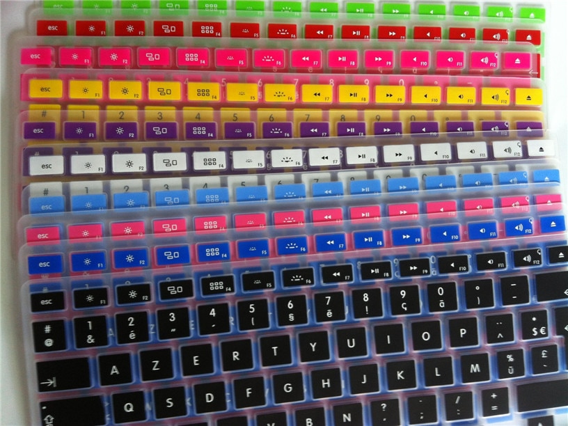 Silikone fransk bogstav tastatur cover til macbook air pro retina 13 15 17 beskytter til mac book tastatur frankrig eu azerty