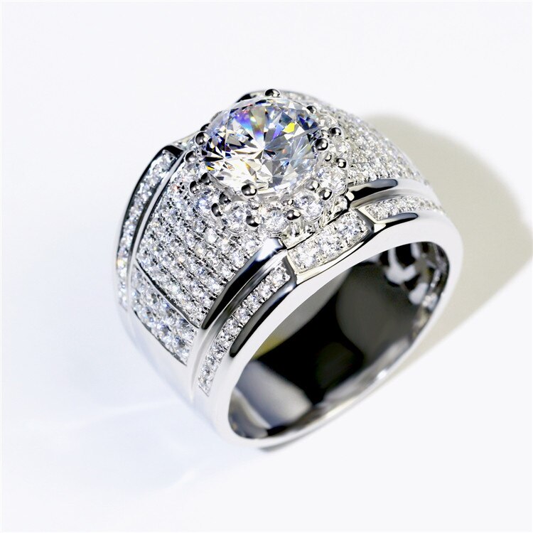 Luxury white zircon Ring Non-allergenic for Men Jewelry Wedding engagement party ring Men's rings: 6