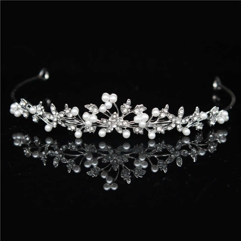 11 disegni di Cristallo Wedding Bridal Tiara Crown Per La Ragazza/Donne di Promenade Diadema Ornamenti Per Capelli Da Sposa Monili dei capelli Della Sposa accessori: Style 2 Pearl Tiara