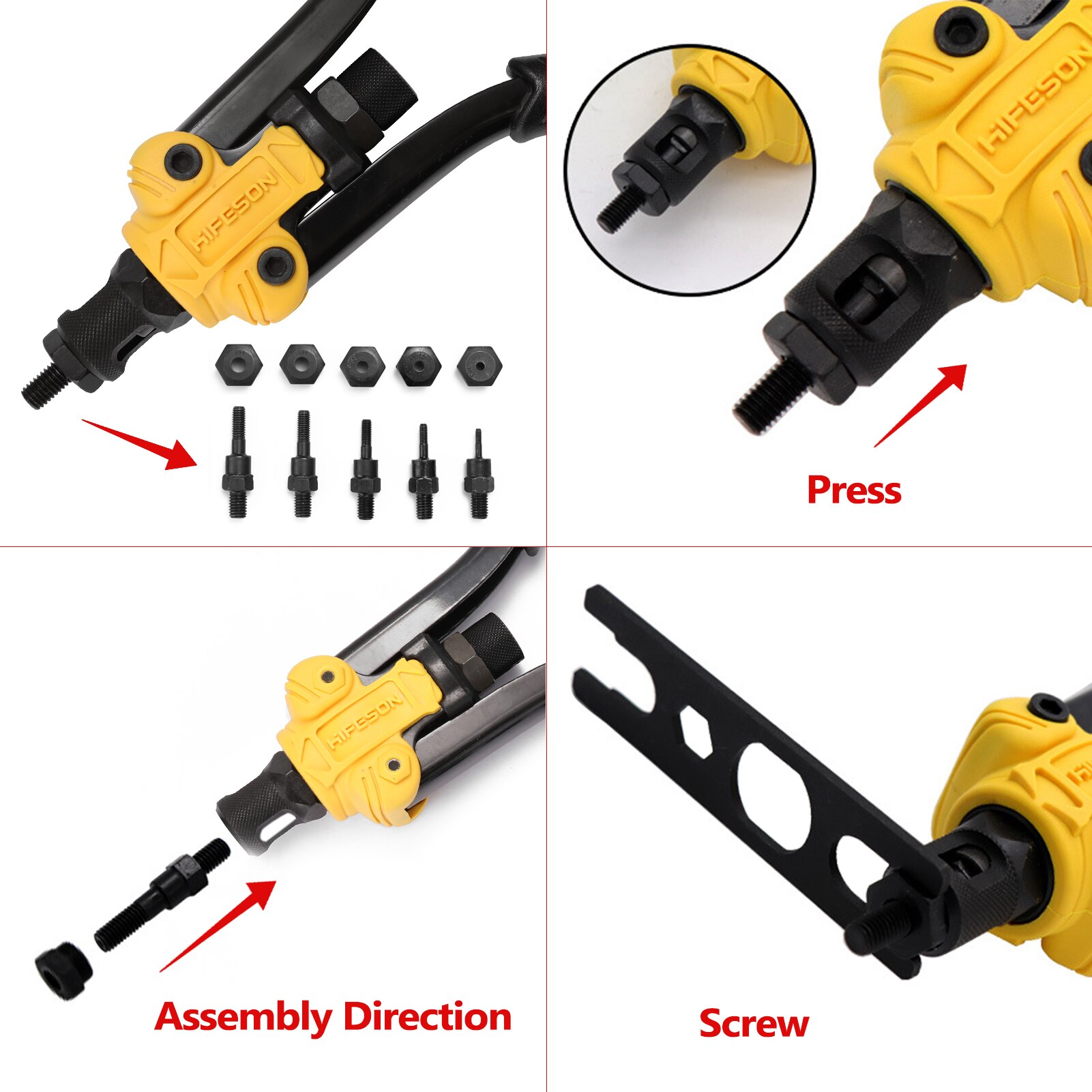 Labor-saving Hand Riveter BT-617 Manual Rivet Machine Riveting Tools with Nut Dies M3, M4, M5, M6, M8, M10