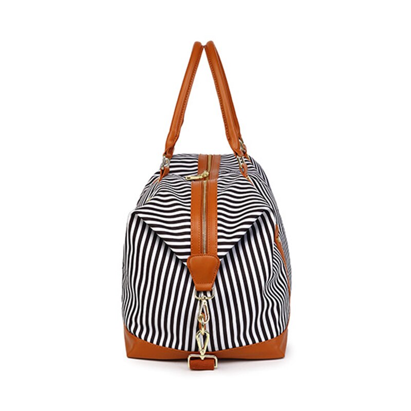 Bolso de viaje de retales a rayas para mujer, bolsa grande de viaje, fin de semana, para Fitness, XA731WB