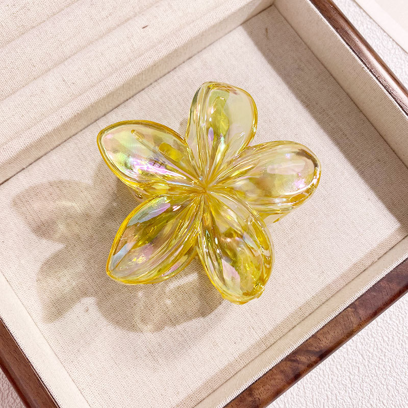 1/6 pièces coloré Transparent fleur 8CM pinces à cheveux pince épingle à cheveux Barrette épais mince cheveux accessoires pour les femmes: YELLOW