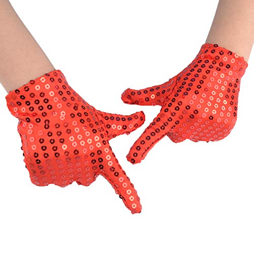 Flovel Glinsterende paillettenhandschoenen, franjes, vingerloze handschoenen, lange metallic handschoenen, carnaval, rave-partykostuum voor dames en meisjes, zwart, M