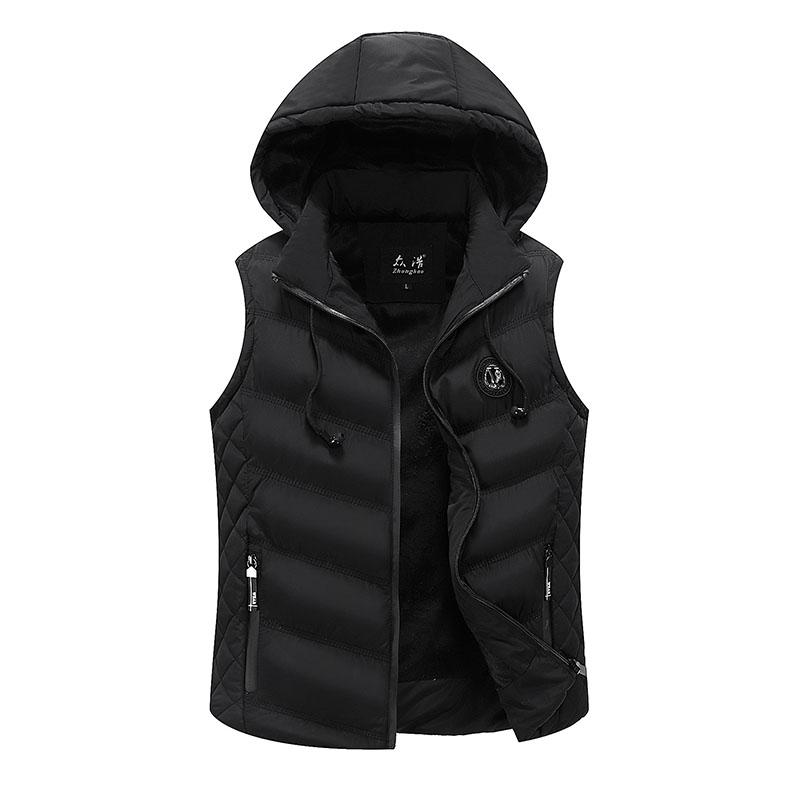 Lusumily tyk varm vest dame ærmeløs jakke kvinde vinter solid slim vest dame vindtæt varm headset vest: Sort / Xxxl