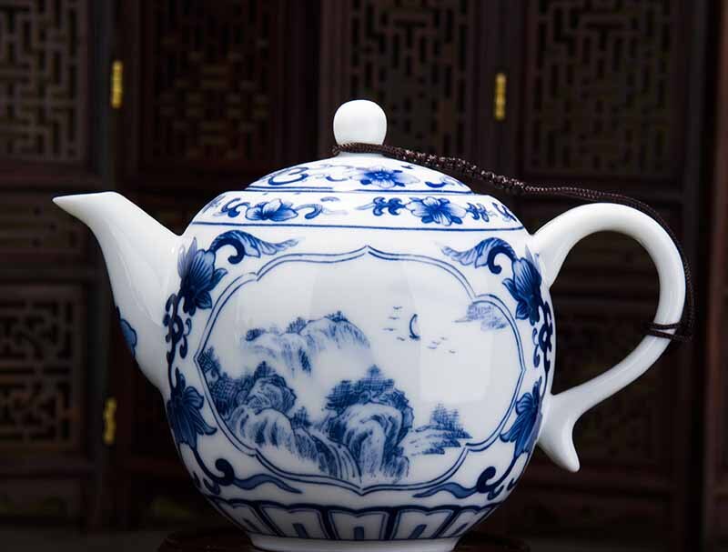 Chinesische Kung Fu Tee keramik und porzellan teekanne Jingdezhen grün blume porzellan glasur unter glasur büro zu machen Tee 280 ML