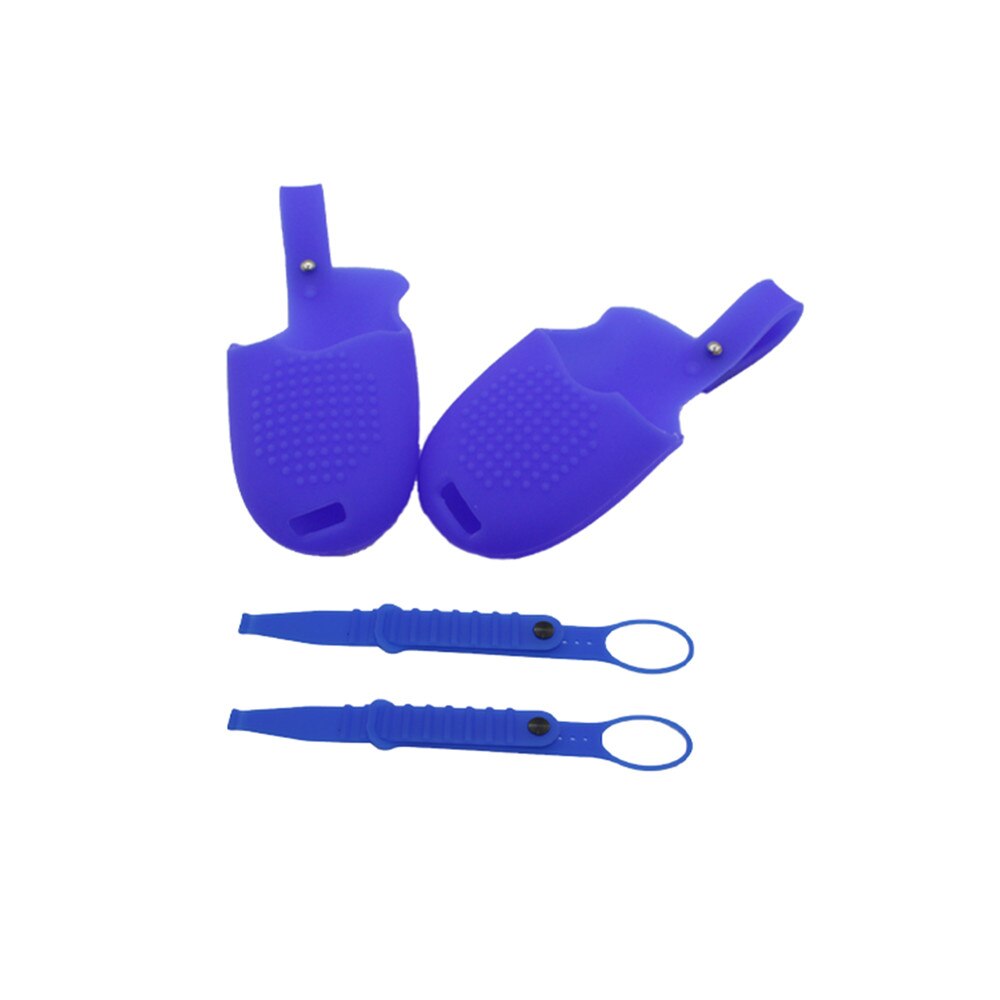 Verstelbare bevestigingsriem, handgreep, beschermhoes voor oculus quest/rift s vr-headsetcontroller, zachte siliconen hoes: Blauw