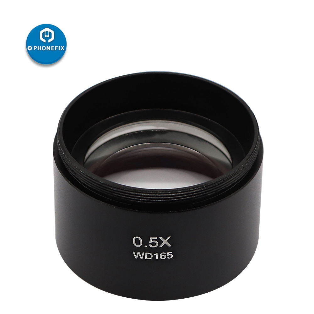 Microscopio de lente objetivo auxiliar Barlow, Trinocular auxiliar para microscopio Lente de Cristal, Zoom estéreo, WD165, 0.5X, 0.7X, 1.0X, 2.0X