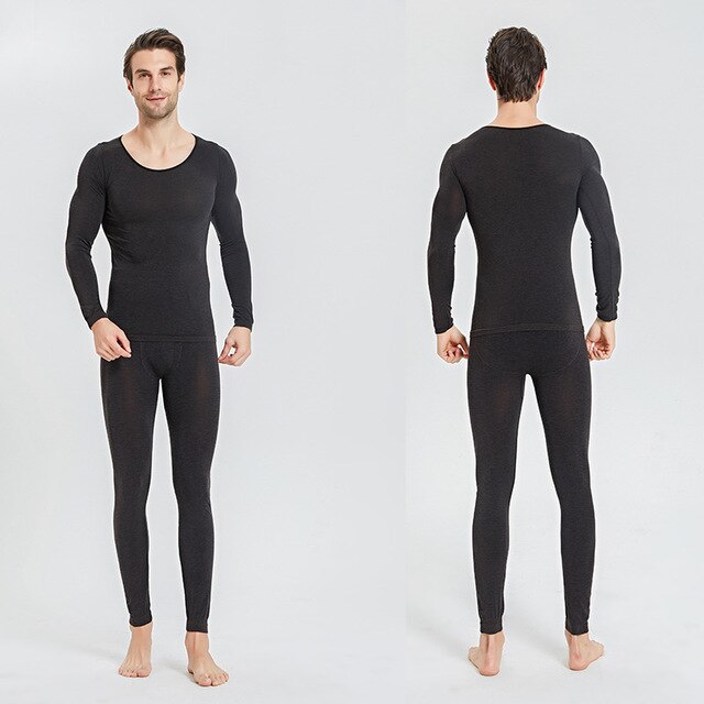 Sells Three Seconds Heat Men's Ultra-thin Thermal Underwear Tight Thermal Underwear No Trace Low Collar Thermal Underwear: Black